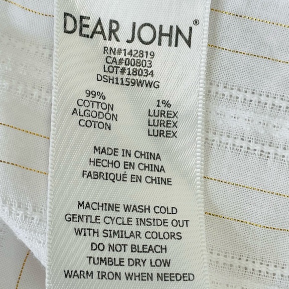 Dear John White metallic folded cuff sleeves Boxy Collared Button front shirt L - Picture 10 of 10